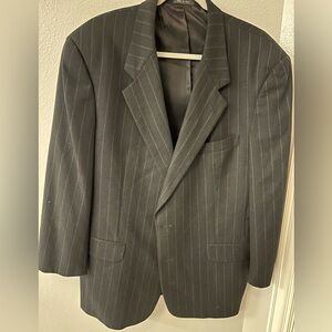 Dillard's Krizia Blazer Mens Pinstriped 44R Navy Blue Two Button Single Breasted